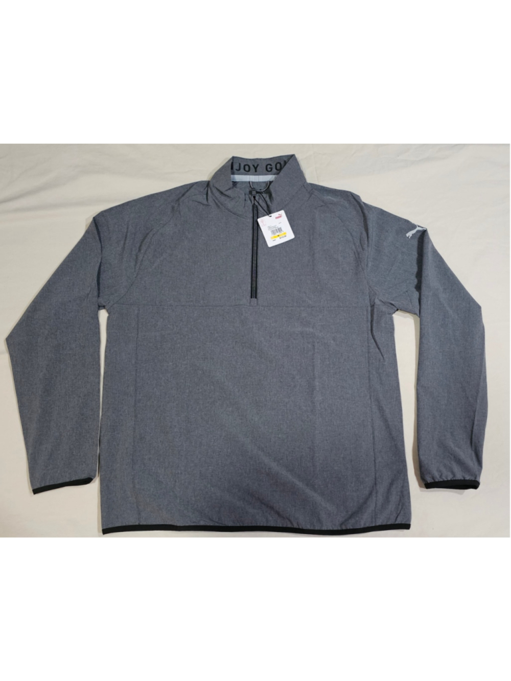 Men's Puma 1/4 Zip Golf Pullover Windbreaker Grey Black Size M